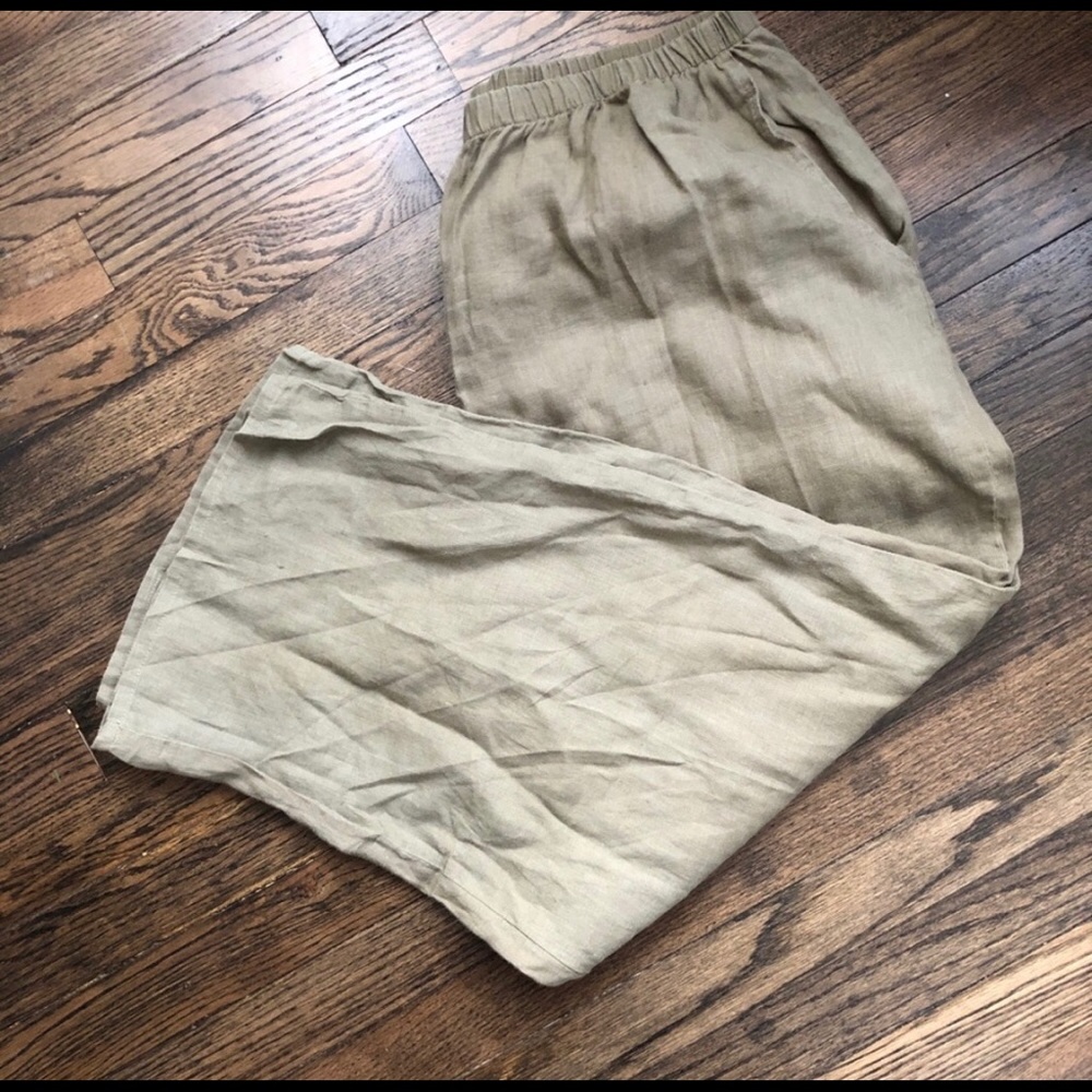 Flax olive linen pants